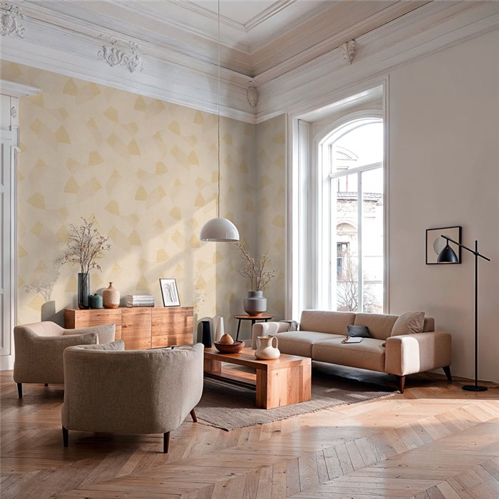 Papeldecor|Modern geometric wallpaper beige tones|Living Room