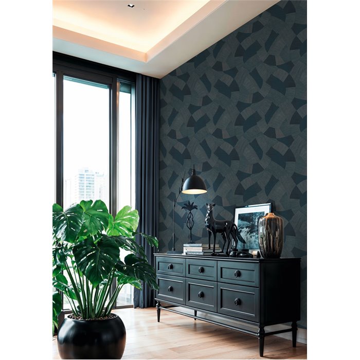 Papeldecor|Modern abstract wallpaper blue and silver|Hospitality