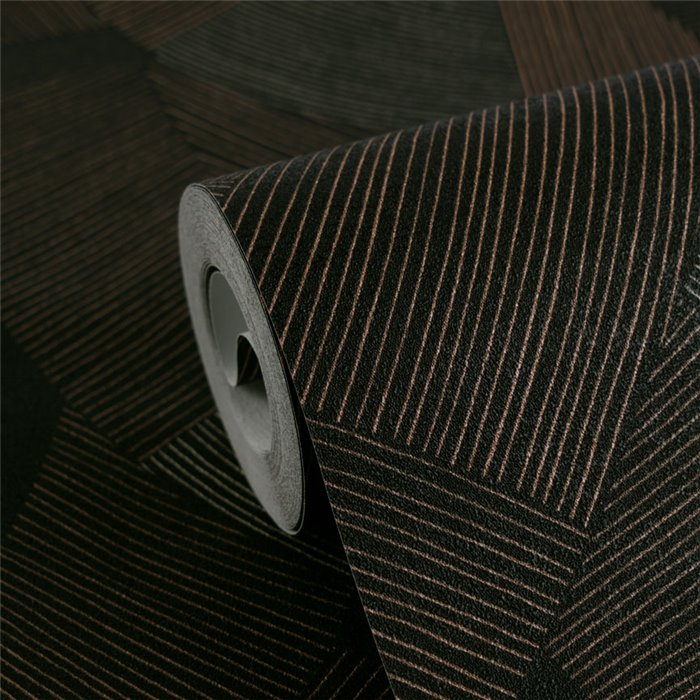 Papeldecor|Papier peint géométrique moderne noir métallisé|Chambres