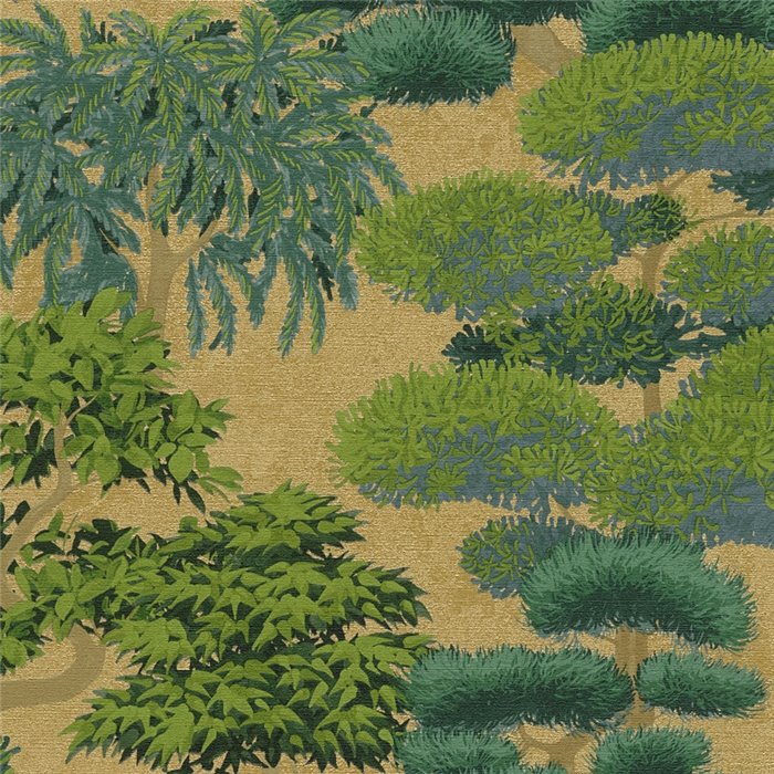 Papeldecor|Papel pintado paisaje tropical amarillo y verde|Hosteleria