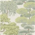 Papeldecor|Oriental landscape wallpaper white and green|Bedrooms