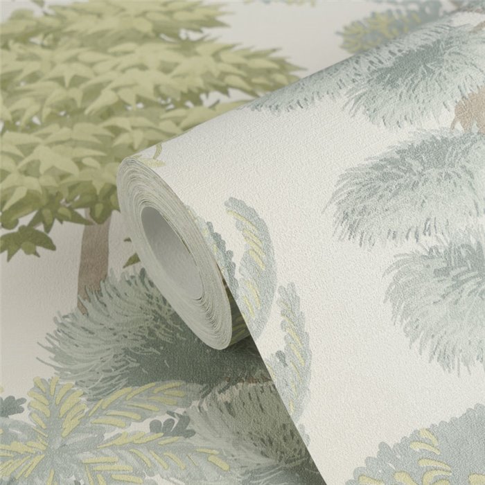 Papeldecor|Papier peint paysage oriental blanc et vert|Chambres