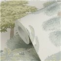 Papeldecor|Papel pintado paisaje oriental blanco y verde|Dormitorio