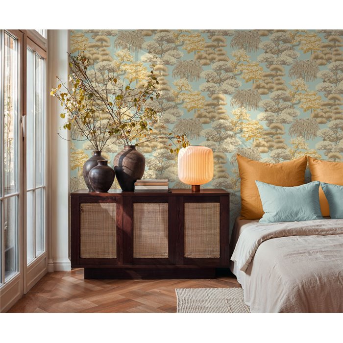 Papeldecor|Papier peint paysage oriental turquoise|Chambres