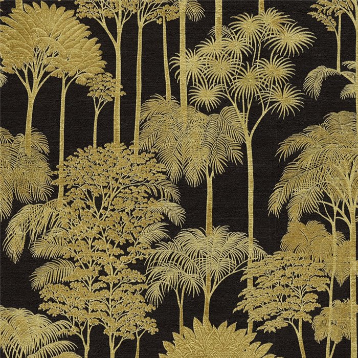 Papeldecor|Modern palm wallpaper black and gold|Hospitality