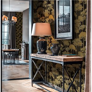 Papeldecor|Koloniale Palmenwald-Tapete blau kupferfarben|Gastronomie & Hotellerie 2