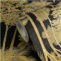 Papeldecor|Moderne Palmentapete schwarz und gold|Gastronomie & Hotellerie