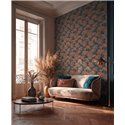 Papeldecor|Papier peint forêt de palmiers colonial bleu cuivré|Hôtellerie
