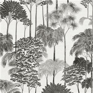 Papeldecor|Papel pintado colonial bosque de palmeras azul cobrizo|Hosteleria