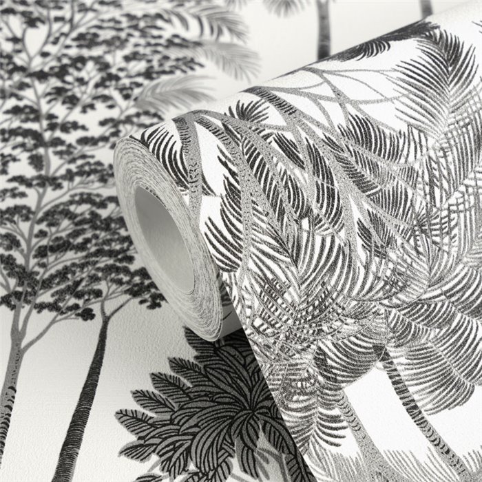 Papeldecor|Colonial palm grove wallpaper black and white|Hospitality