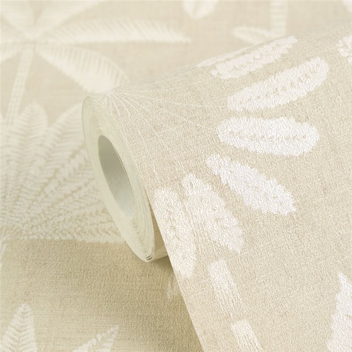 Papeldecor|Colonial tropical palm wallpaper beige tones|Living Room