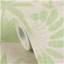 Papeldecor|Papel pintado colonial estampado tropical beige y verde|Hosteleria