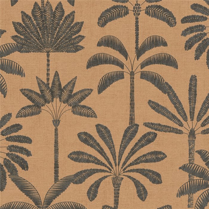 Papeldecor|Papel pintado colonial palmeras naranja|Hosteleria