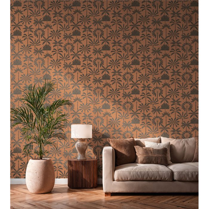 Papeldecor|Koloniale Palmentapete orange|Gastronomie & Hotellerie