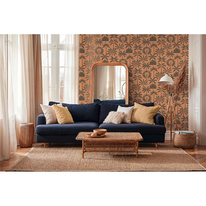 Papeldecor|Papel pintado colonial palmeras naranja|Hosteleria