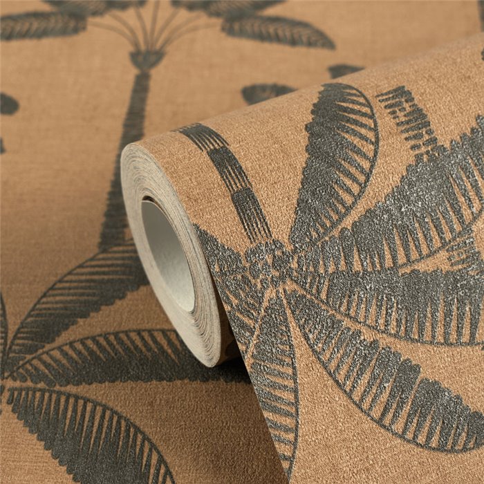 Papeldecor|Papel pintado colonial palmeras naranja|Hosteleria