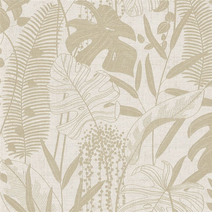 Papeldecor|Tapete mit tropischen Pflanzen beige|Gastronomie & Hotellerie
