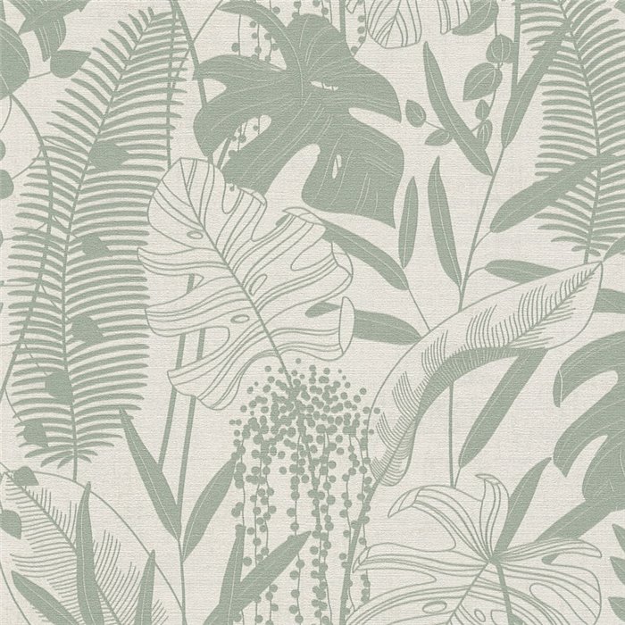 Papeldecor|Papier peint plantes tropicales vert|Hôtellerie