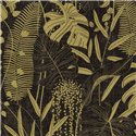 Papeldecor|Tapete mit tropischen Pflanzen schwarz und gold|Gastronomie & Hotellerie