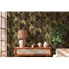 Papeldecor|Papier peint plantes tropicales noir et doré|Hôtellerie
