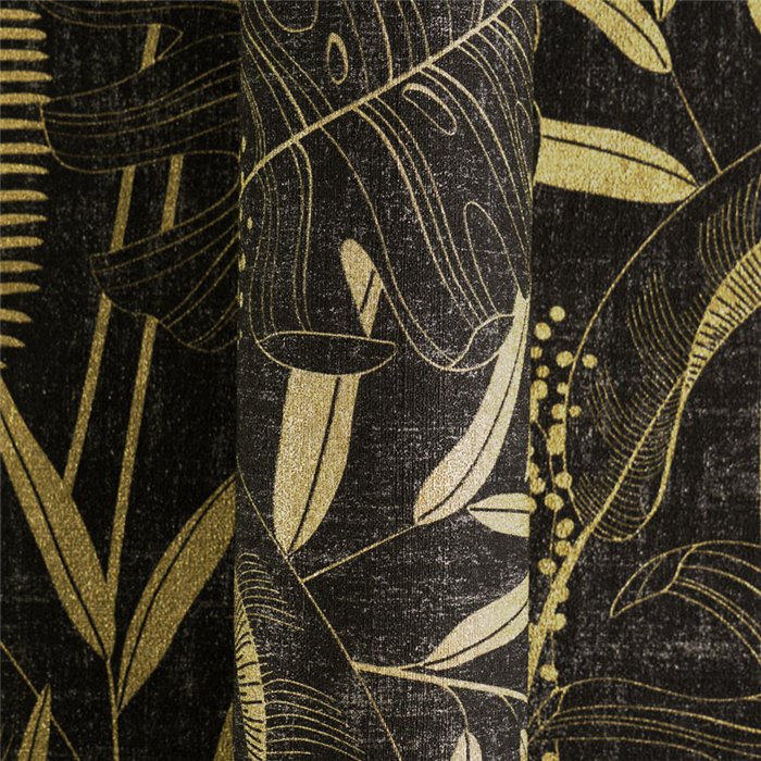 Papeldecor|Tropical plant wallpaper black and gold|Hospitality