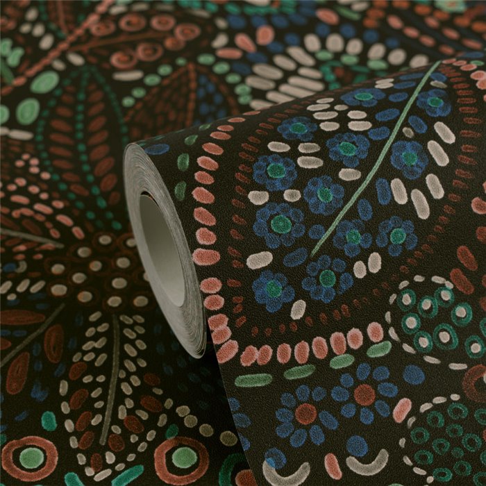 Papeldecor|Papier peint floral boho chic tons foncés|Hôtellerie