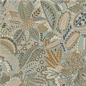 Papeldecor|Papel pintado boho chic floral tonos oscuros|Hosteleria