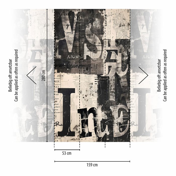 Papeldecor|Papier peint panoramique urbain avec lettres et effet collage|Papeldecor