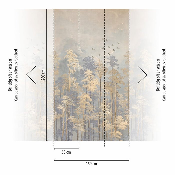Papeldecor|Mural de pared paisaje forestal, bosque con árboles|Papeldecor
