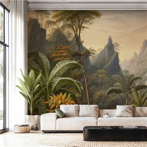 Papeldecor|Papier peint panoramique paysage tropical avec palmiers|Papeldecor