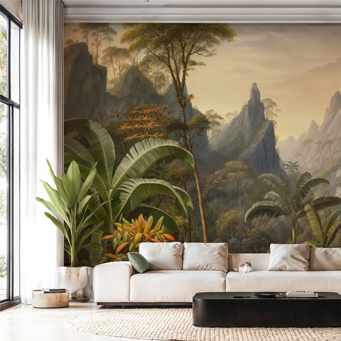 Papeldecor|Tropical landscape wall mural with mountains|Papeldecor