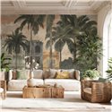 Papeldecor|Tropisches Wandbild mit Palmen und kolonialer Architektur|Papeldecor