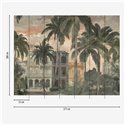 Papeldecor|Mural de pared tropical con palmeras y arquitectura colonial|Papeldecor