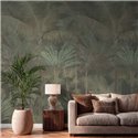 Papeldecor|Papier peint panoramique tropical avec palmiers en tons verts|Papeldecor