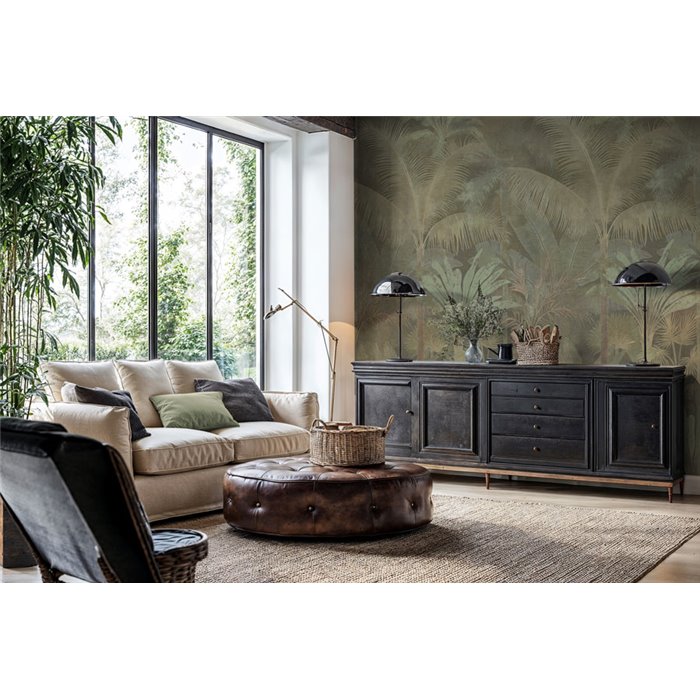 Papeldecor|Papier peint panoramique tropical avec palmiers en tons verts|Papeldecor