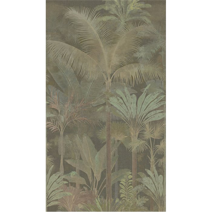 Papeldecor|Papier peint panoramique tropical avec palmiers en tons verts|Papeldecor