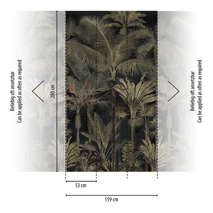 Papeldecor|Tropical landscape wall mural with palm trees|Papeldecor