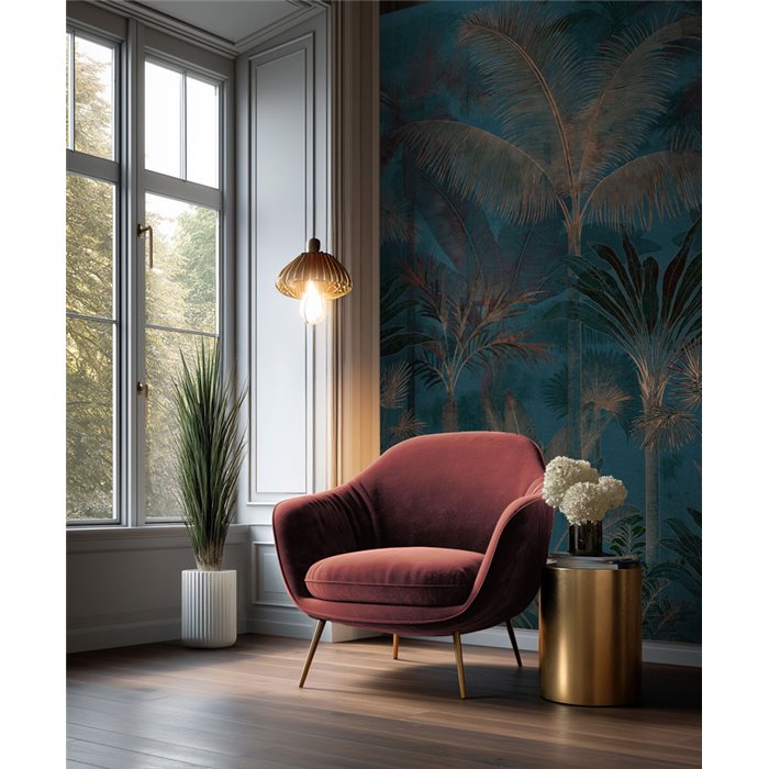 Papeldecor|Colonial landscape wall mural with tropical palm trees|Papeldecor