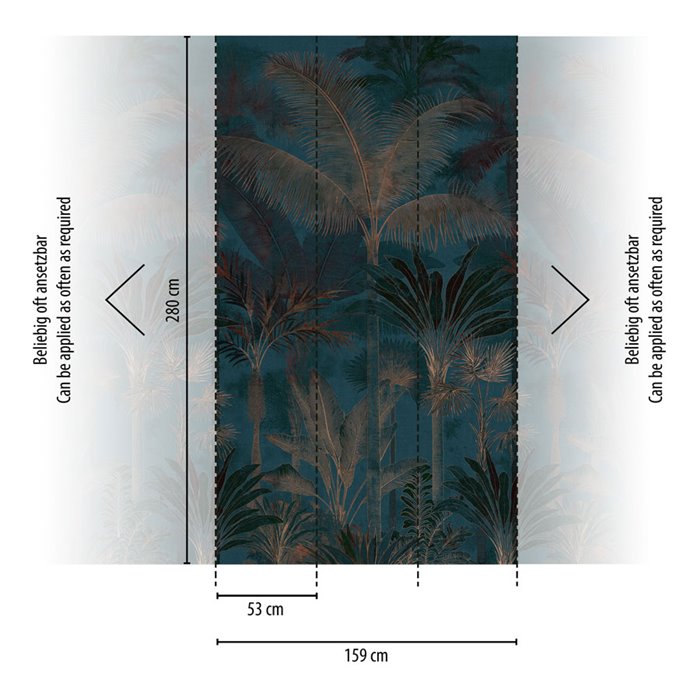 Papeldecor|Mural de pared paisaje colonial con palmeras tropicales|Papeldecor