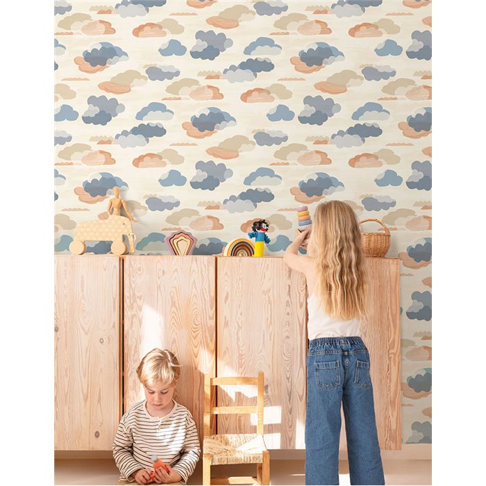Grandeco|Papier peint enfant nuages aquarelle|Little Dreamers