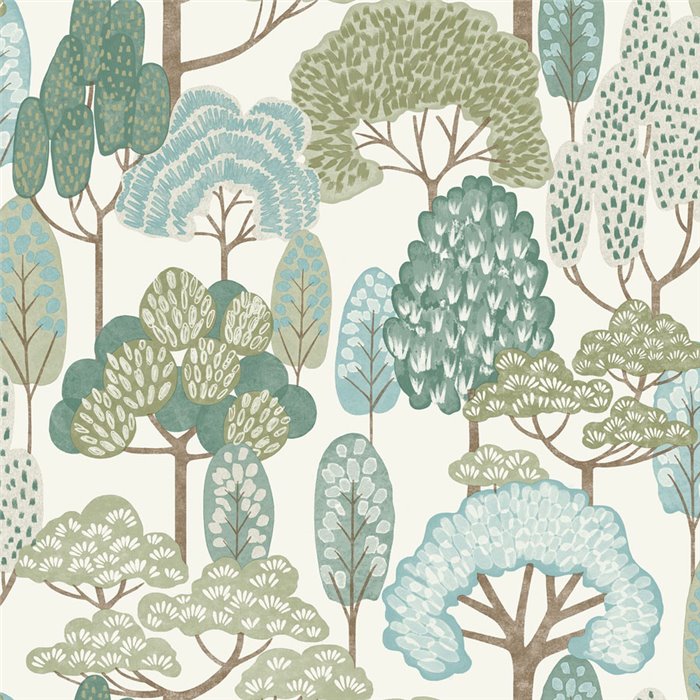 Grandeco|Children’s green forest wallpaper|Little Dreamers