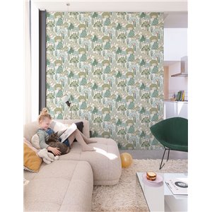 Grandeco|Children’s illustrated forest wallpaper|Little Dreamers 2