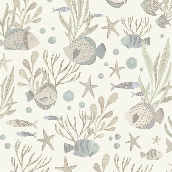 Papel pintado infantil peces algas y estrellas de mar - Grandeco Little Dreamers LD3301