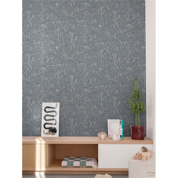 Grandeco|Kinder Tapete Tiere blau|Little Dreamers