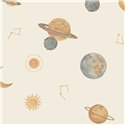 Grandeco|Kinder Tapete Planeten beige|Little Dreamers