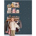 Papel pintado infantil cielo estrellado azul - Grandeco Little Dreamers LD3615