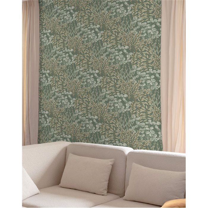 Grandeco|Papier peint floral japandi vert|Inia