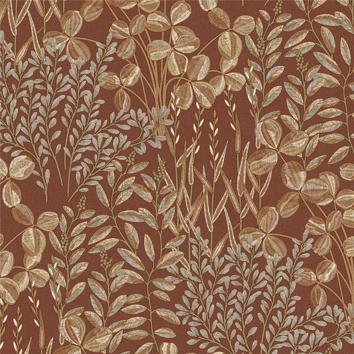 Grandeco|Papier peint floral terracotta|Inia