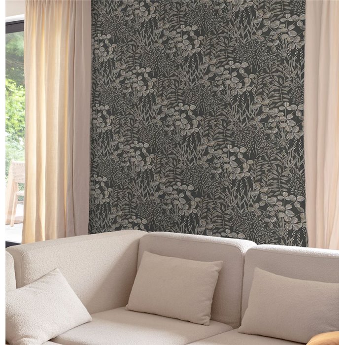 Grandeco|Elegante Blumentapete blau|Inia