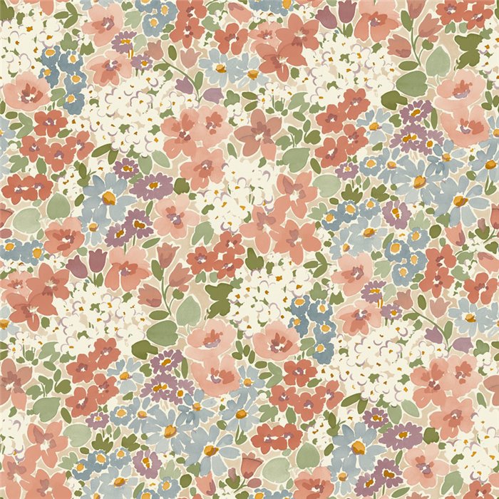 Grandeco|Living room watercolour floral wallpaper multicolour|Inia